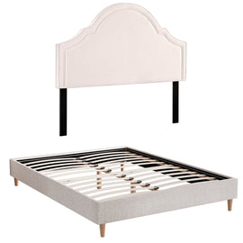 Artiss Queen Bed Frame with Storage Scalloped Velvet Headboard Wooden Platform Base - RnR Galore