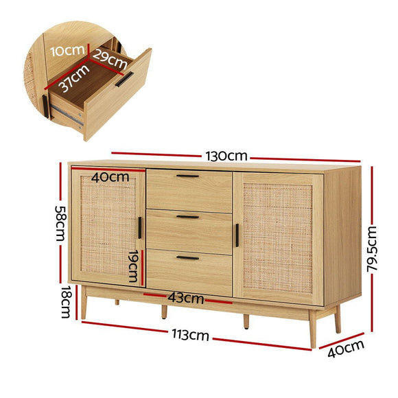 Artiss Rattan Buffet Sideboard - BRIONY Oak - RnR Galore