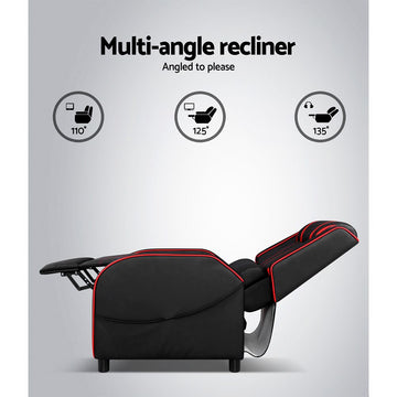 Artiss Recliner Chair Gaming Chair Leather Black Serik - RnR Galore