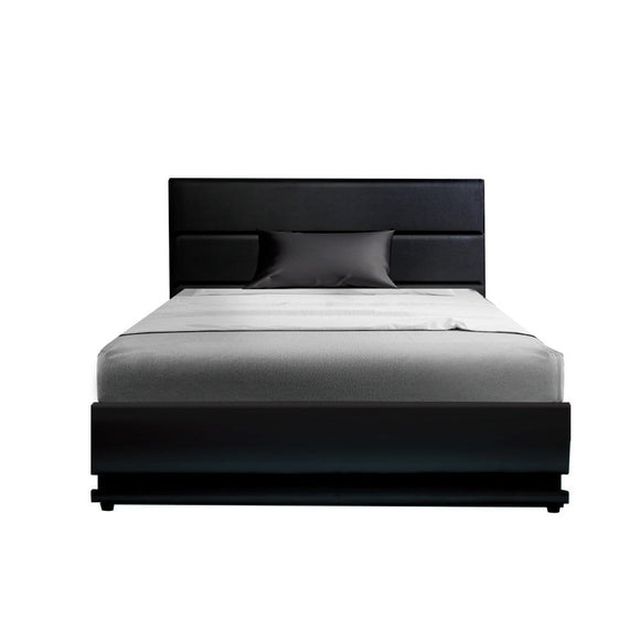 Artiss RGB LED Bed Frame King Single Size Gas Lift Base Storage Leather LUMI - RnR Galore