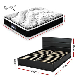 Artiss RGB LED Queen Bed Frame with 32cm Giselle Mattress Set - RnR Galore