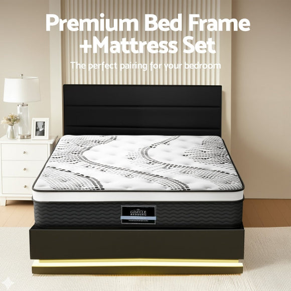 Artiss RGB LED Queen Bed Frame with 32cm Giselle Mattress Set - RnR Galore