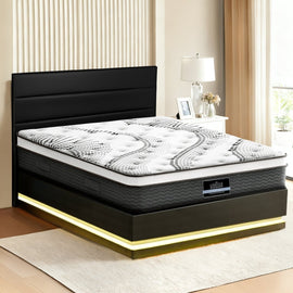 Artiss RGB LED Queen Bed Frame with 32cm Giselle Mattress Set - RnR Galore