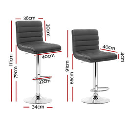 Artiss Set of 4 PU Leather Lined Pattern Bar Stools - Grey and Chrome - RnR Galore