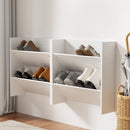 Artiss Shoe Rack 2 - tier 12 Pairs Wall Mounted x2 - White - RnR Galore