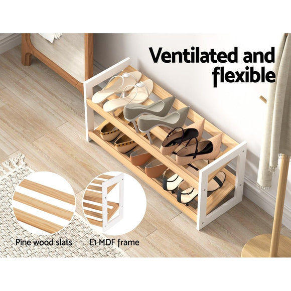 Artiss Shoe Rack 2 Tier 6 Pairs White Kara - RnR Galore