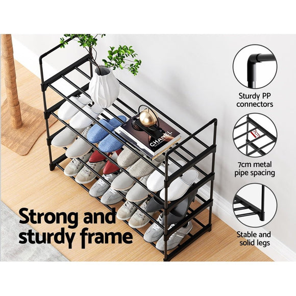 Artiss Shoe Rack 4 - tier 16 Pairs Stackable Black - RnR Galore
