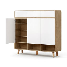 Artiss Shoe Rack Cabinet 25 Pairs Storage Cupboard Pine&White - RnR Galore