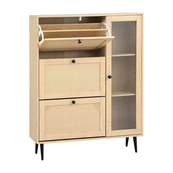 Artiss Shoe Rack Cabinet 3 Flip - out Drawers Pine - RnR Galore