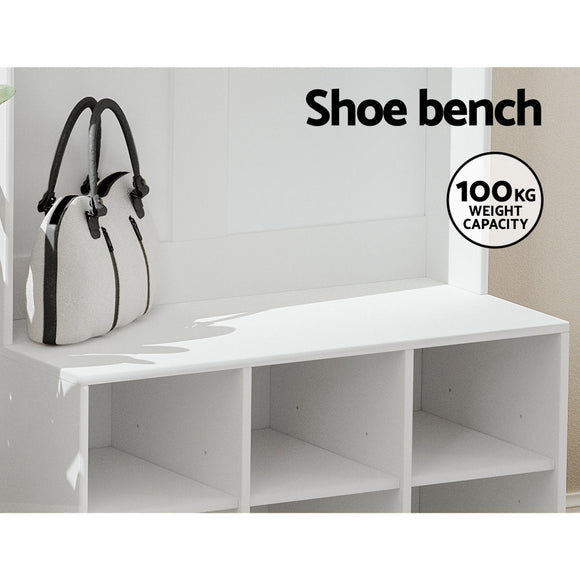 Artiss Shoe Rack Cabinet Hall Tree Coat Rack 180CM White - RnR Galore