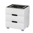 Artiss Smart Bedside Table 3 Drawers with Wireless Charging Ports LED White ADAD - RnR Galore