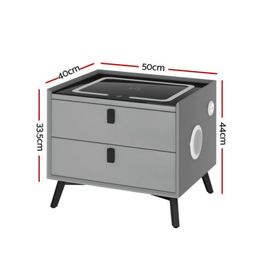 Artiss Smart Bedside Table with Wireless Charging - AIKA Grey - RnR Galore
