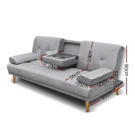 Artiss Sofa Bed 188CM Grey Faux Linen - RnR Galore