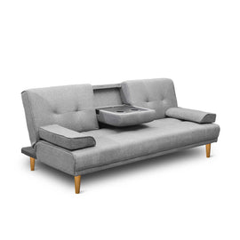 Artiss Sofa Bed 188CM Grey Faux Linen - RnR Galore