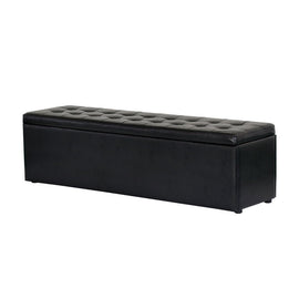 Artiss Storage Ottoman Blanket Box 140cm Leather Black - RnR Galore
