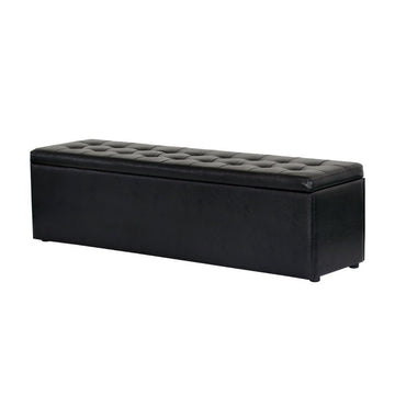 Artiss Storage Ottoman Blanket Box 140cm Leather Black - RnR Galore