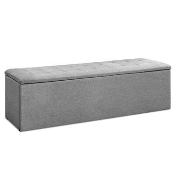 Artiss Storage Ottoman Blanket Box 140cm Linen Grey - RnR Galore