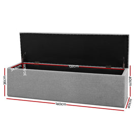 Artiss Storage Ottoman Blanket Box 140cm Linen Grey - RnR Galore