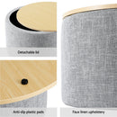 Artiss Storage Ottoman Blanket Box 40cm Linen Round Grey - RnR Galore