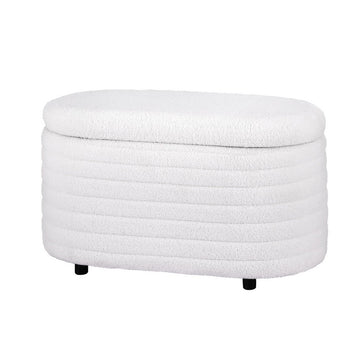 Artiss Storage Ottoman Blanket Box 87cm Boucle Fabric Oval - RnR Galore