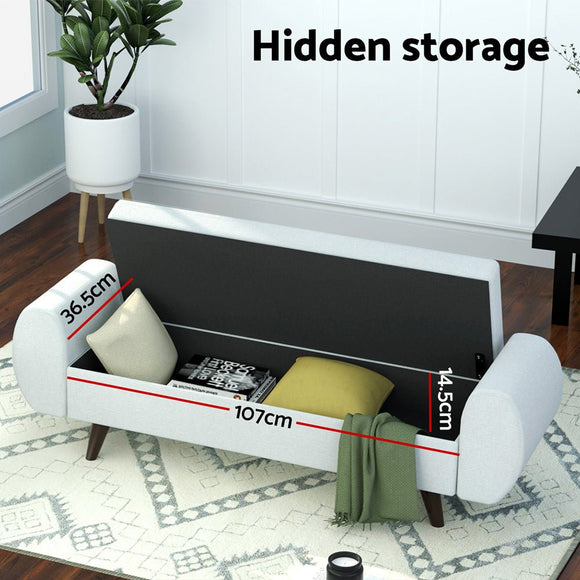 Artiss Storage Ottoman Blanket Box Armrest 140cm Grey - RnR Galore