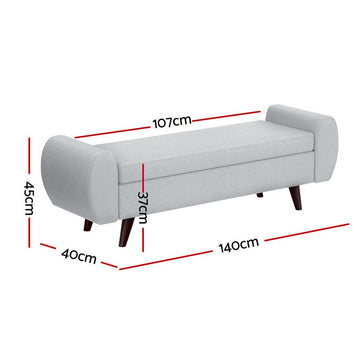 Artiss Storage Ottoman Blanket Box Armrest 140cm Grey - RnR Galore