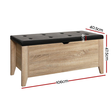 Artiss Storage Ottoman Blanket Box Leather Oak - RnR Galore