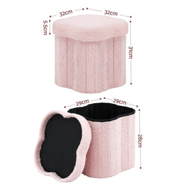 Artiss Storage Ottoman Foot Stool Foldable Pink - RnR Galore