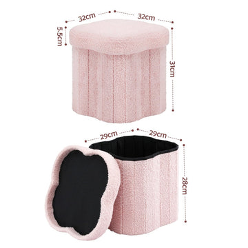 Artiss Storage Ottoman Foot Stool Foldable Pink - RnR Galore