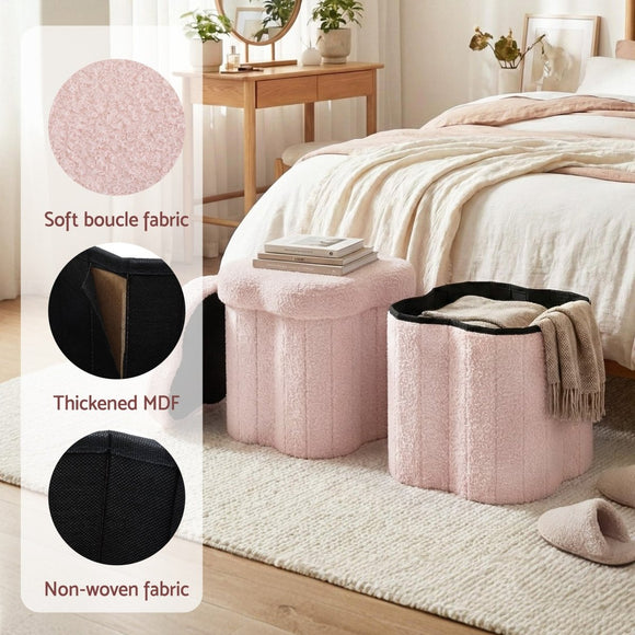 Artiss Storage Ottoman Foot Stool Foldable Pink - RnR Galore