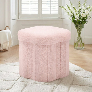 Artiss Storage Ottoman Foot Stool Foldable Pink - RnR Galore