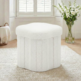 Artiss Storage Ottoman Foot Stool Foldable White - RnR Galore