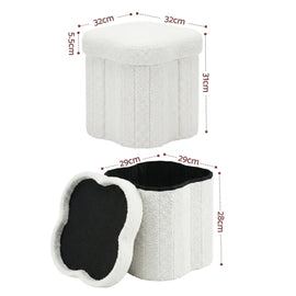 Artiss Storage Ottoman Foot Stool Foldable White - RnR Galore