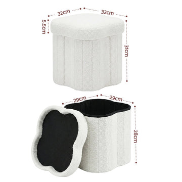 Artiss Storage Ottoman Foot Stool Foldable White - RnR Galore