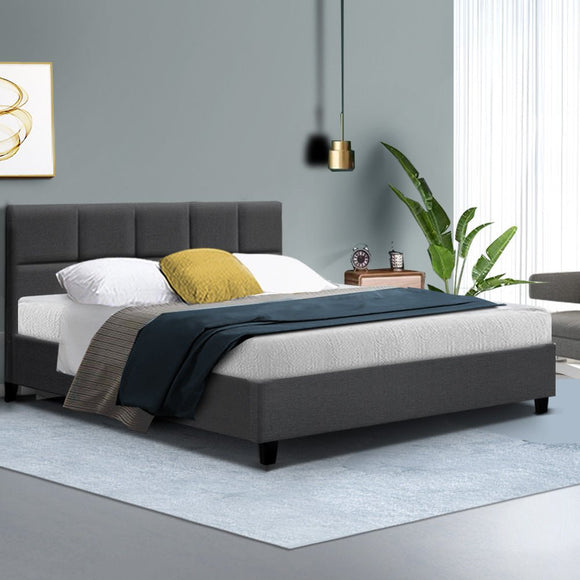 Artiss Tino Bed Frame Queen Size Charcoal Fabric - RnR Galore