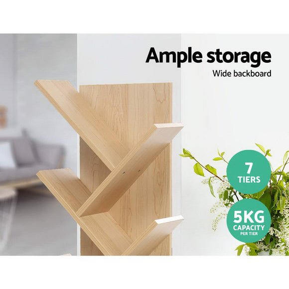 Artiss Tree Bookshelf 7 Tiers - ECHO Oak - RnR Galore