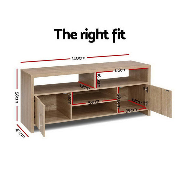 Artiss TV Cabinet Entertainment Unit 140cm Oak Ken - RnR Galore