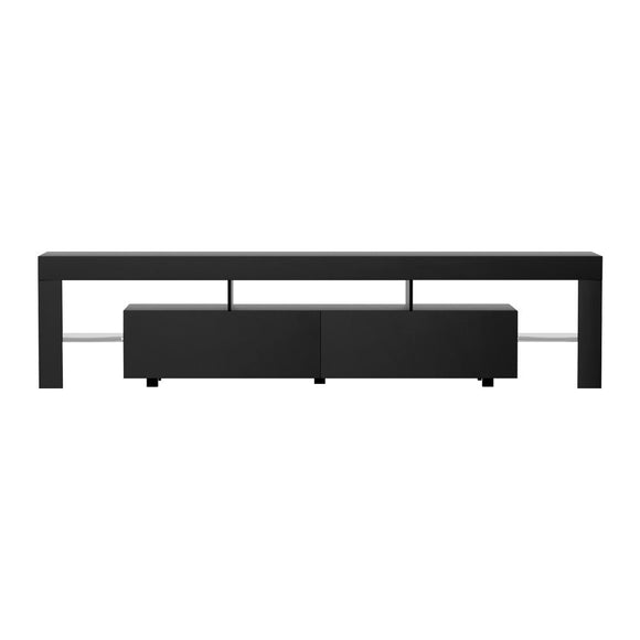 Artiss TV Cabinet Entertainment Unit Stand RGB LED Gloss Furniture 200cm Black - RnR Galore