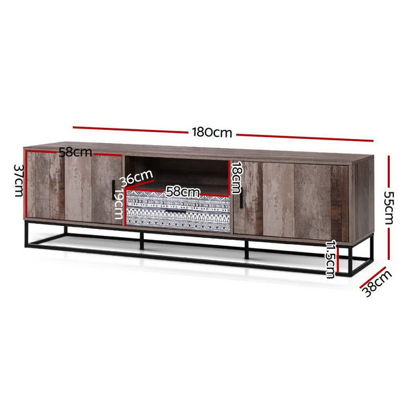 Artiss TV Cabinet Entertainment Unit Stand Storage Wooden Industrial Rustic 180cm - RnR Galore