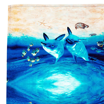 Ashdene Set of 2 Playful Dolphins Cotton Kitchen Tea Towels 50 x 70 cm Underwater Buddies - RnR Galore