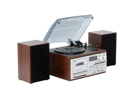 Audio Home Entertainment System (Brown) Turntable, CDs, Vinyl, Wireless Streaming & More - RnR Galore
