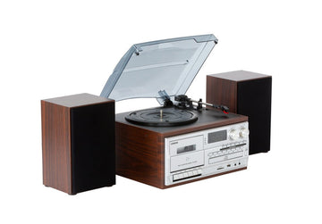 Audio Home Entertainment System (Brown) Turntable, CDs, Vinyl, Wireless Streaming & More - RnR Galore