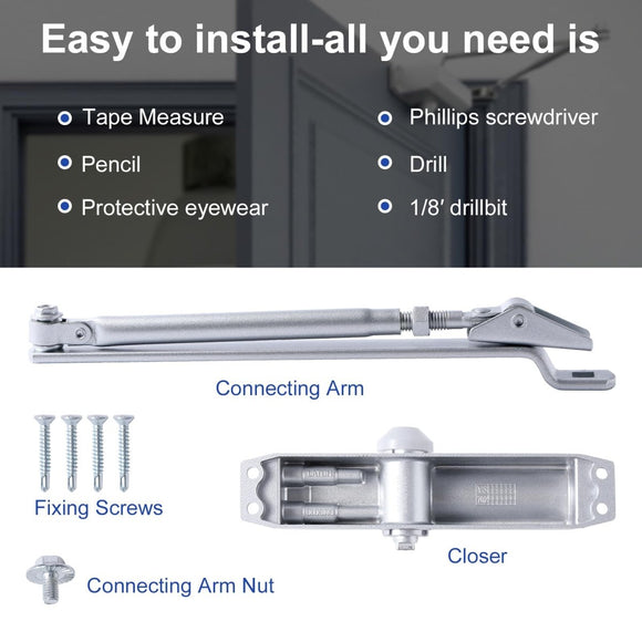 Auto Commercial Door Closers Hydraulic Door Closer for Home Commercial Door 45 - 60kg - RnR Galore