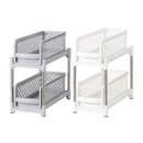 Bathroom Kitchen Sink Storage Rack Drawer Plastic Shelf Seasoning Holder - Grey - RnR Galore
