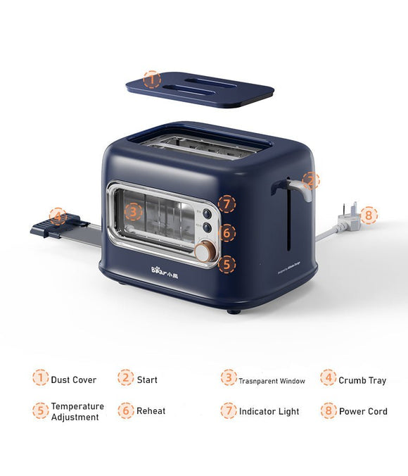 BEAR Double Slots Bread Toaster With Glass Window DSL - C02X1 - RnR Galore