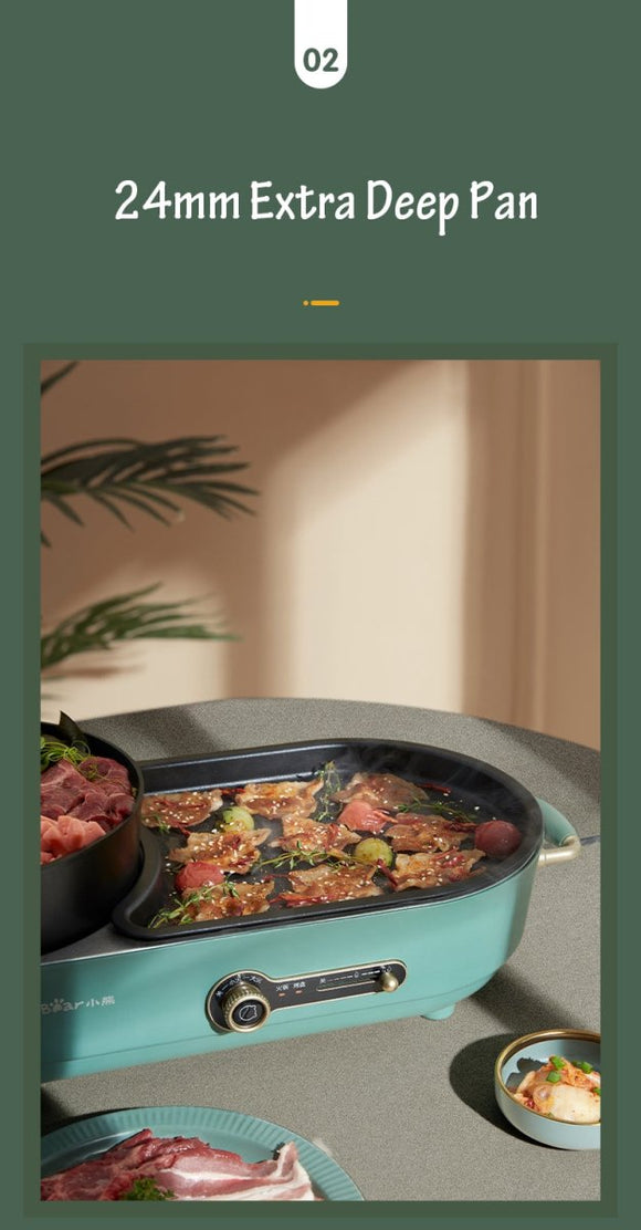 BEAR Multi - functional 2 - in - 1 Cooking Hot Pot And Griddle Barbecue Machine DKL - C15L1 - RnR Galore