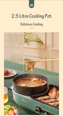 BEAR Multi - functional 2 - in - 1 Cooking Hot Pot And Griddle Barbecue Machine DKL - C15L1 - RnR Galore