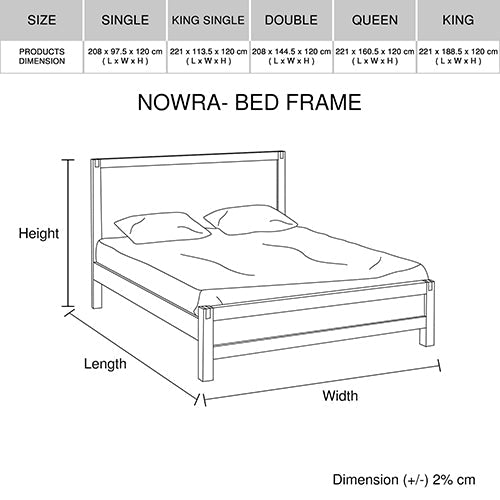 Bed Frame King Single Size in Solid Wood Veneered Acacia Bedroom Timber Slat in Oak - RnR Galore