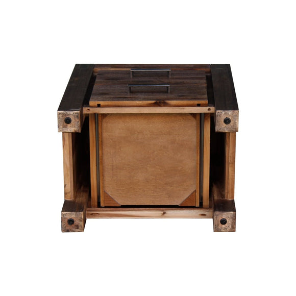 Bedside Table 2 drawers Night Stand Solid Wood Acacia Storage in Chocolate Colour - RnR Galore