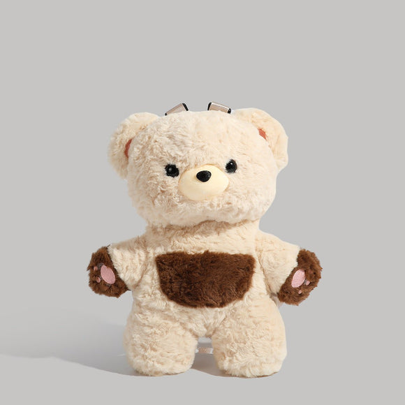 Beige Bear Cute Plush Teddy Bear Backpack Stuffed Animal Rucksack Convertible Shoulder Bag for Girls and Teens Brown Novelty Gift - RnR Galore